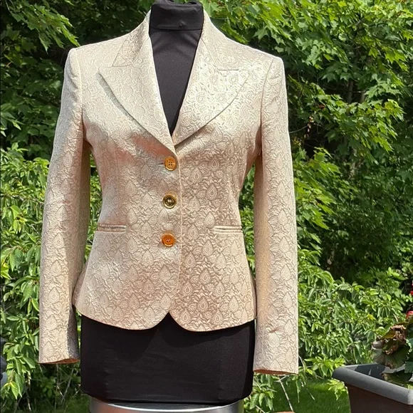 MICHAEL Michael Kors Cream Tailored Blazer pale, pink and white gold - Picture 1 of 16